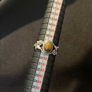 Elegant Silver and Brown Stone Ring